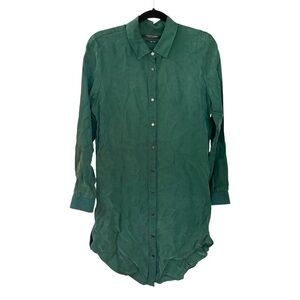 Scotch & Soda Green Button Front Long Sleeve Midi Dress S